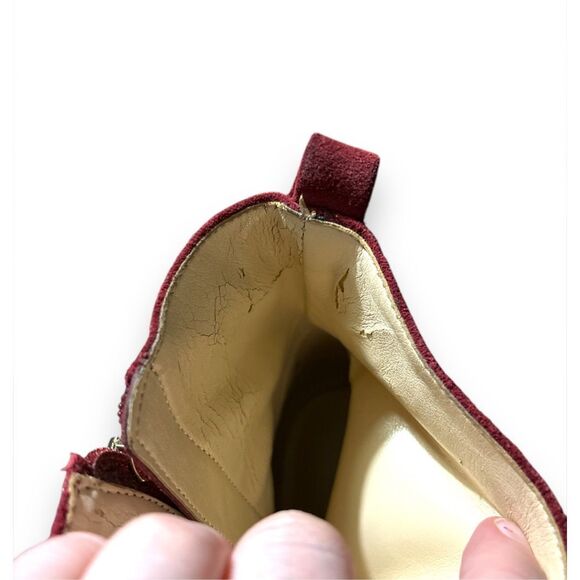 Nine West Chunky Red leather button almond toe block heel Boot sz 12 steampunk w - Picture 9 of 9